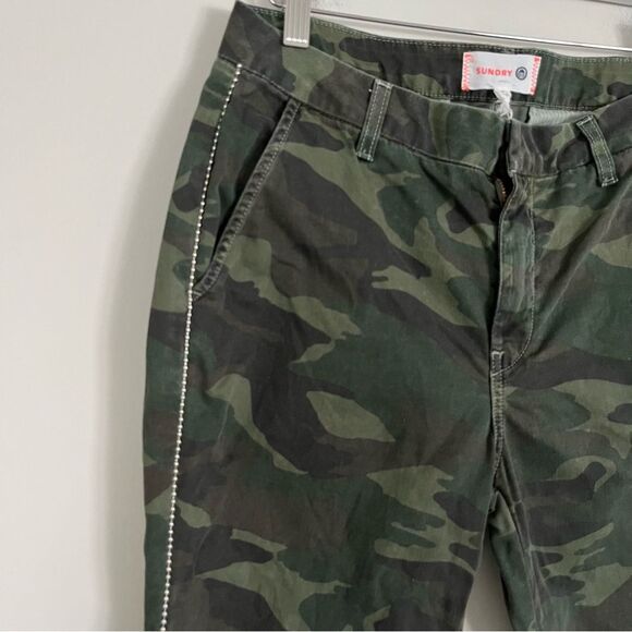 Sundry Camo Embellished Stripe Studded Trouser Pants Size 27 - Picture 3 of 15